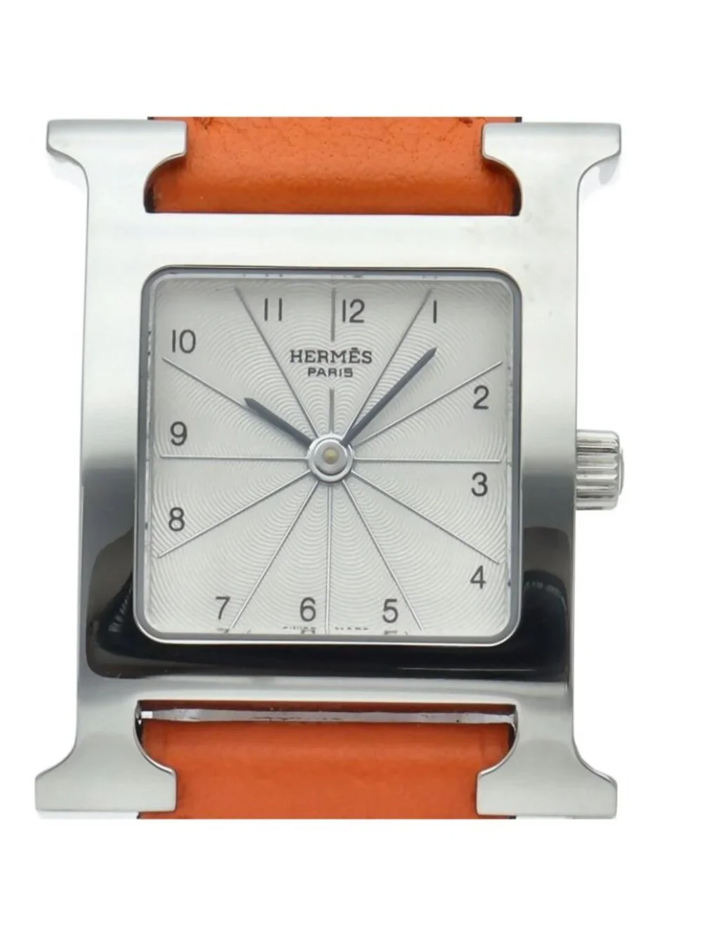 Hermes HH Watch HH 1.210 SS Leather Silver